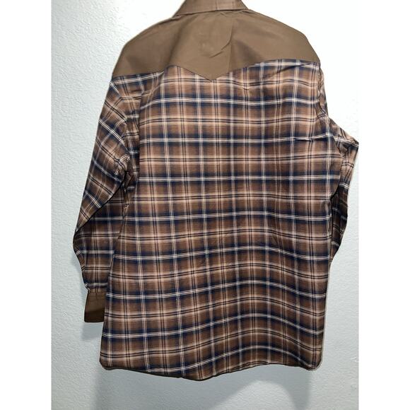 Wrangler Western Shirt Men's M Brown Brushpopper Pearl Snap Thick Canvas - Picture 9 of 9